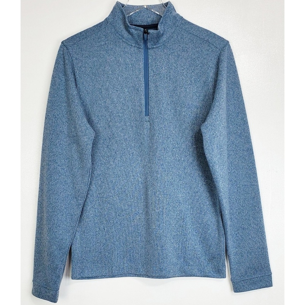 RHONE Blue Zip Up Sweater with Textured Knit light blue heather size large